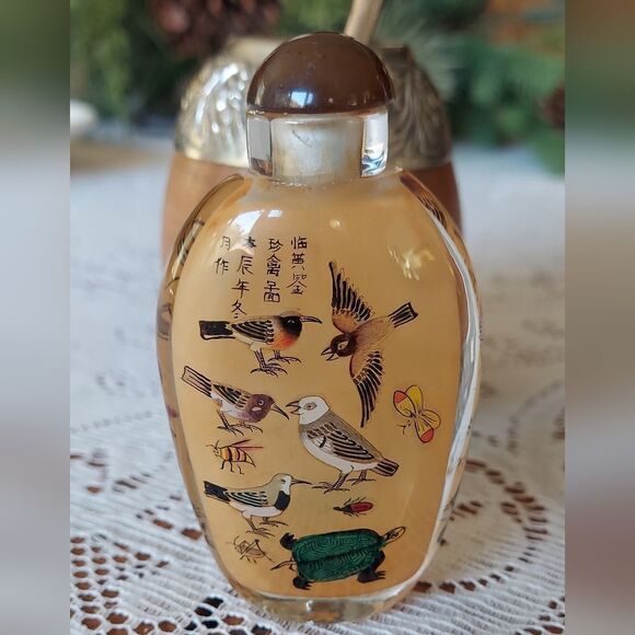 VTG Chinese Glass Snuff Bottle Inside Painting - Picture 8 of 9